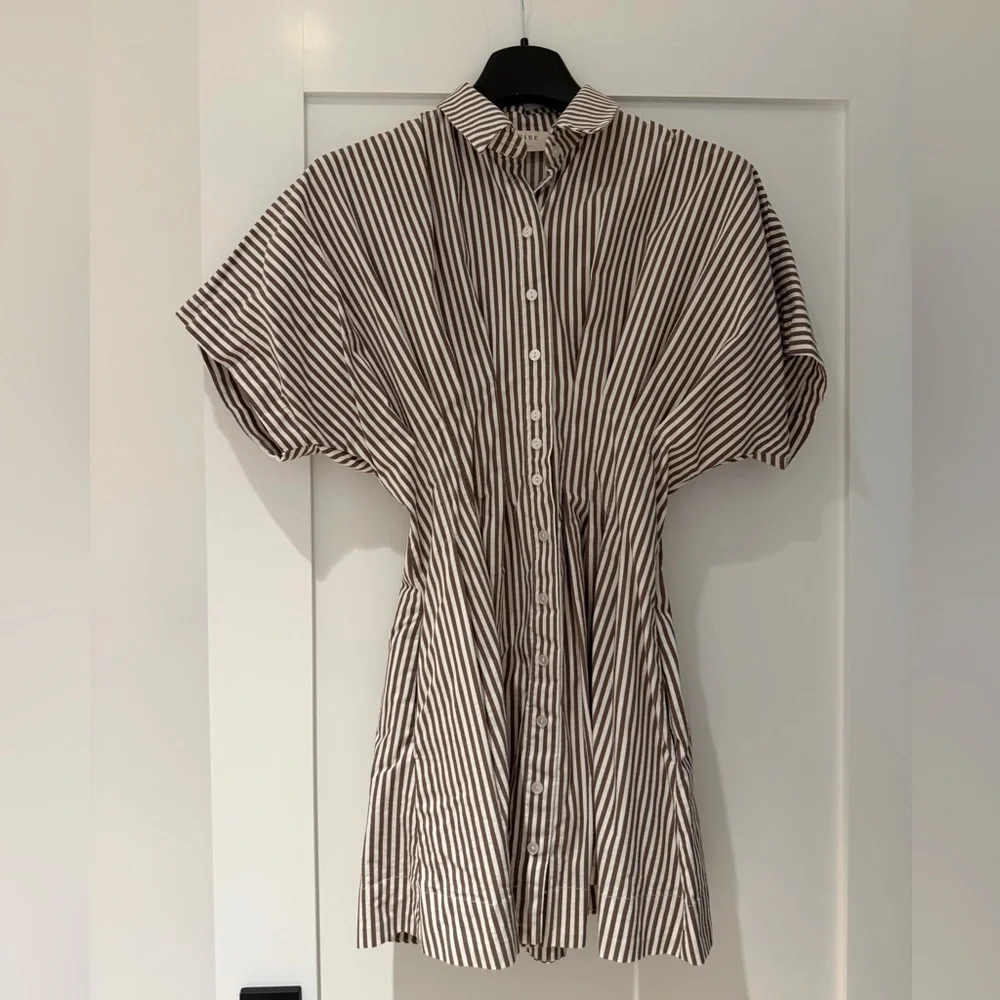 Anthropologie Striped Brown and White Dress - Picture 1 of 2